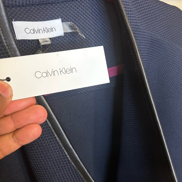 Calvin Klein Womens size XL Navy Blue Kiss Front Jacket Black Trim. - Picture 5 of 7